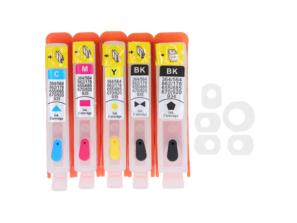 Set De 5 Cartuchos De Tinta Bk C M Y Para Hp 564 Con Chip Permanente