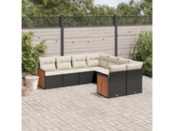 Conjunto de sofá de jardín de 8 piezas con cojines en mimbre sintético negro de DKD Home Decor