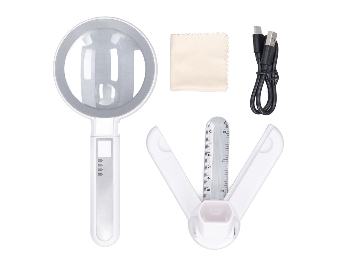 Lupa De Lectura Con 16 Led, Lentes Iluminadas De 6x A 11,5x, Plegable Con Soporte, Recargable Por Usb.