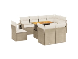 Conjunto 9 de sofás de jardín VIDAXL con cojines ratán sintético beige