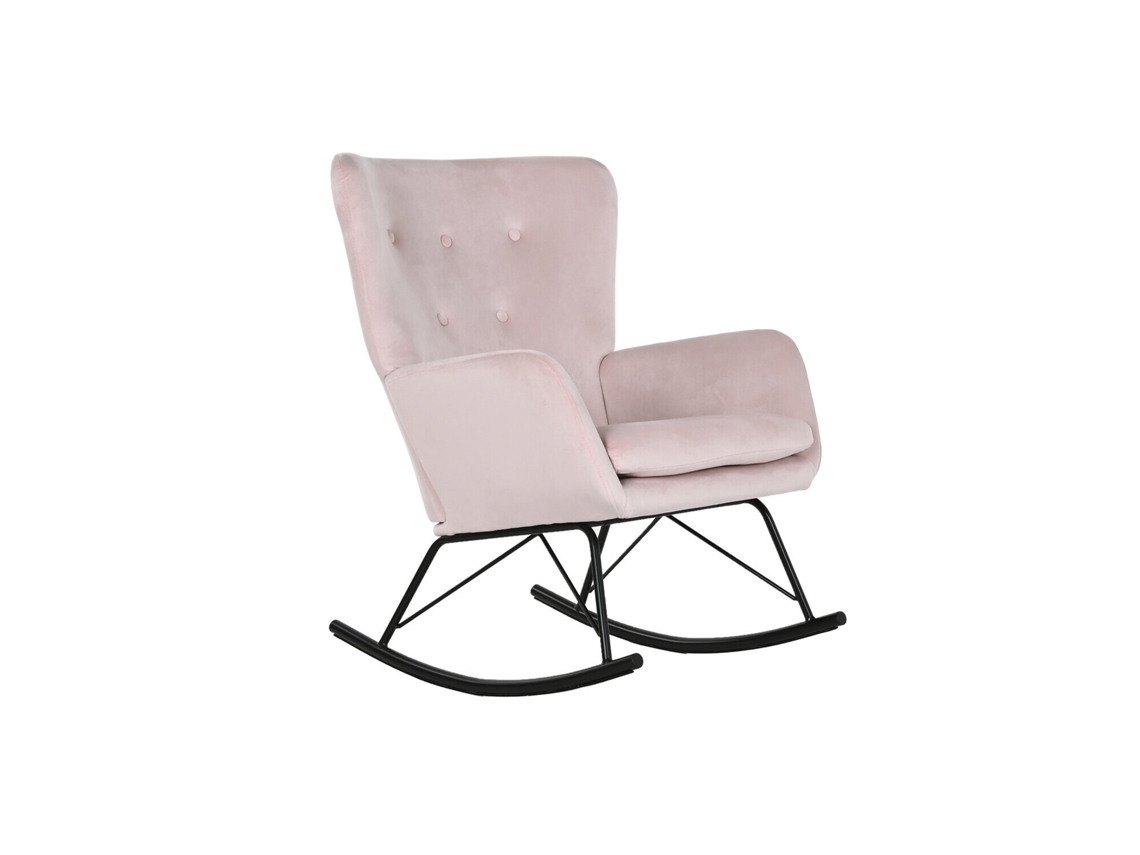 Cadeira de Balanço de Metal em Poliéster Rosa, 68x90x92cm ALEXANDRA HOUSE LIVING