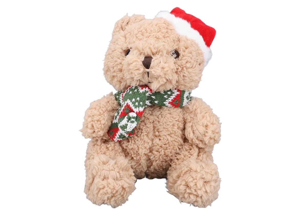 Ats-oso De Peluche Navideño 9.06in Con Gorro De Santa Y Bufanda Verde Juguete De Navidad Decoración Festiva