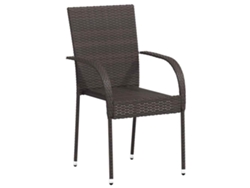 Juego de 4 sillas apilables de mimbre para exterior, color marrón, EXCLUSIVA MAISON
