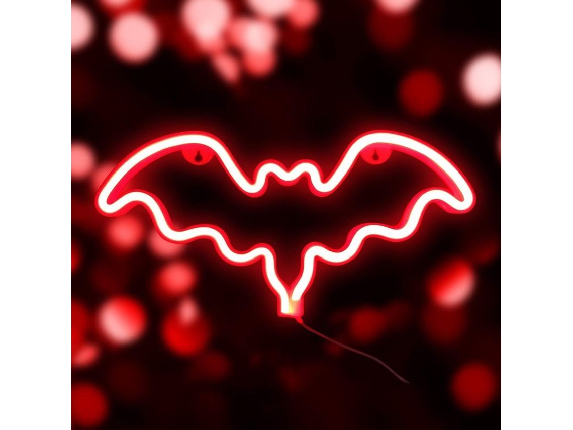 Luz De Neón Con Forma De Murciélago Para Decoración Navideña Y De Halloween, Con Dos Modos De Potencia.