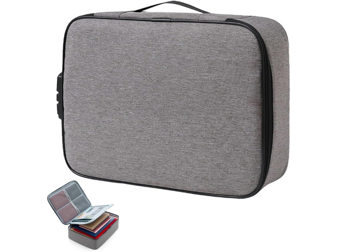 Paquete De Almacenamiento De Documentos Gris Con Cerradura, Organizador De Archivos Portátil De 3 Capas