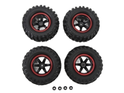 Ymsl 4 Piezas Llantas De Goma 1.9in Con Llanta Marco Rojo 6 Agujeros Resistente A Impactos Pieza De Coche Rc Para Axial 1/10 Crawler Hxl
