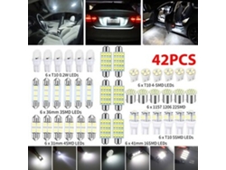 42 bombillas LED blancas Zeuxo para interior de coche, mapa, maletero y matrícula.