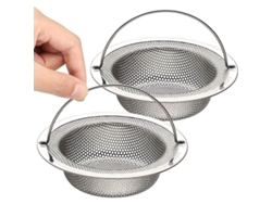 Filtro De Pia De Cozinha Aço Inoxidável 304 Com Alça 11cm, Microperforações 1mm Anti-obstrução