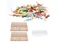 100 Kits De Bolsas De Pvc Para Piruletas Con Cintas Y Palitos De Madera Para Dulces Y Galletas, 8x12cm