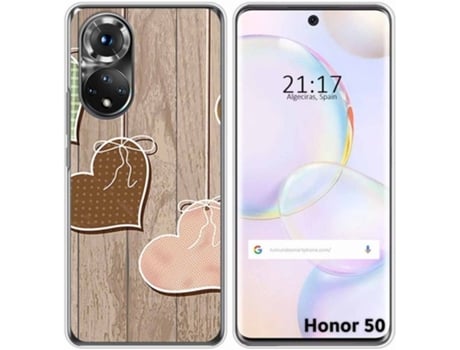 Carcasa Huawei Nova 9 / Honor 50 5G TUMUNDOSMARTPHONE Corazones Madera Multicolor