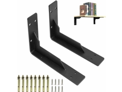 VVJIJILLY 2 Suportes De Prateleira 290mm Carga Até 150kg Preto Com Parafusos