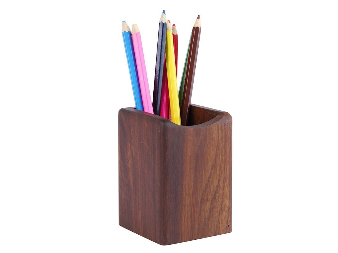 2026rebe-porta Lápices De Madera Para Oficina Organizador De Escritorio Caja De Almacenamiento Nuez Negra
