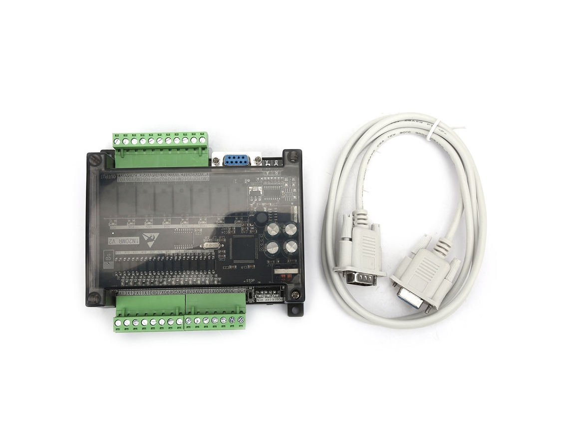 Placa De Controle Industrial Plc Fx1n-20mr Controlador Programável Com Cabo Serial 24v
