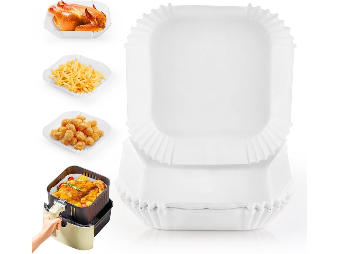 50 Hojas De Papel Especial Para Horno, Apto Para Freidoras De Aire, Bandeja De Horno De 16 X 16 X 4,5 Cm (blanco)