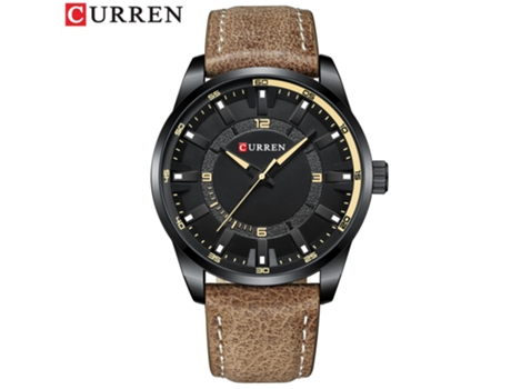 Relojes para Hombres, Reloj con Correa de Cuero para Hombres Relojes de Pulsera de Negocios Impermeables para Hombres-Concha Negra Caqui LUUCOZK