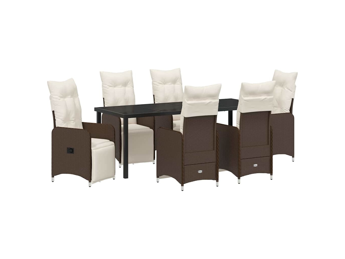 Maison Exclusive - Conjunto De Comedor De Jardín 7 Pcs Marrón Ratán Sintético