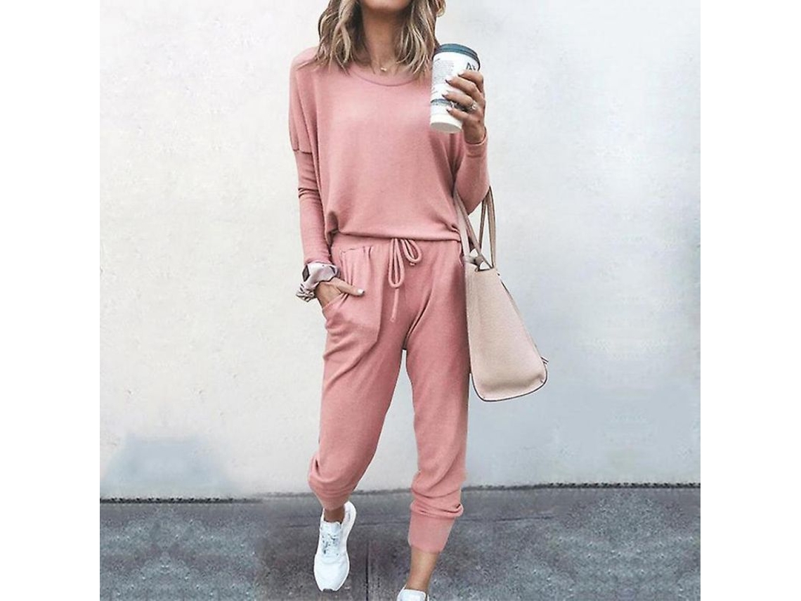 2026-conjunto De Pijama Para Mujer De Dos Piezas Con Bolsillos Y Corte Amplio Cpw 3xl Rosa