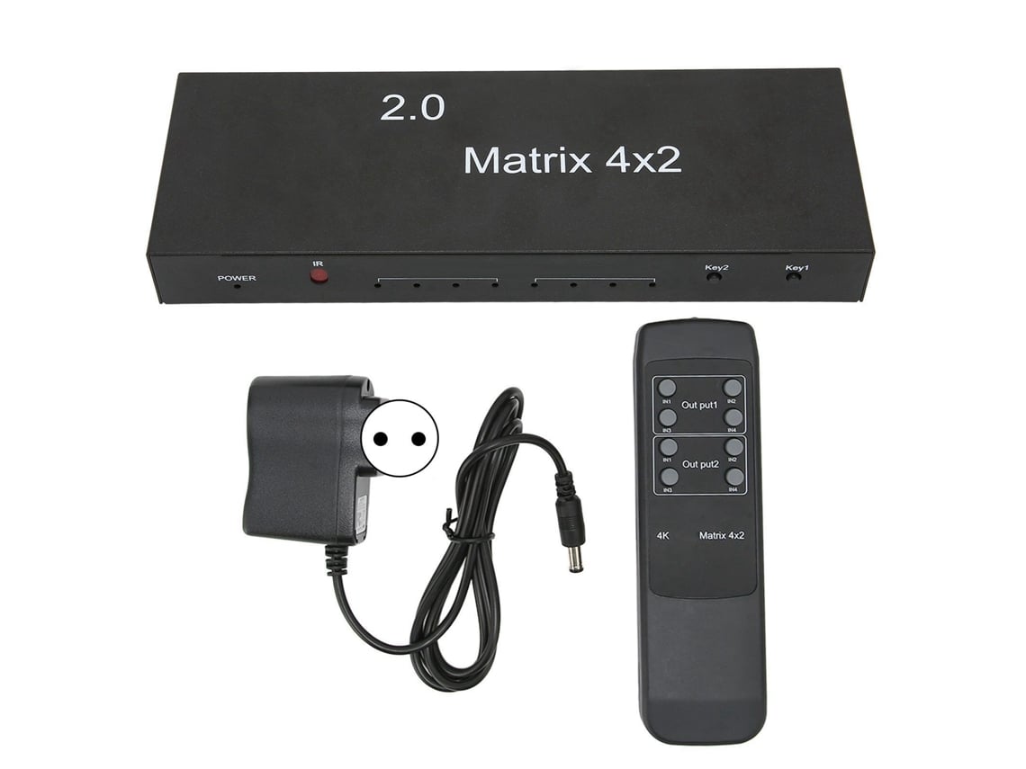 Conmutador De Interfaz Multimedia Hd 4 Entradas 2 Salidas 4k A 60 Hz Salida De Audio Óptica De 3,5 Mm Control Remoto