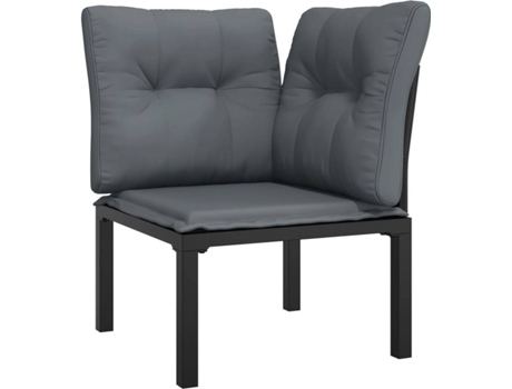 Sillón esquina jardín con cojines ratán sintético VIDAXL negro y gris