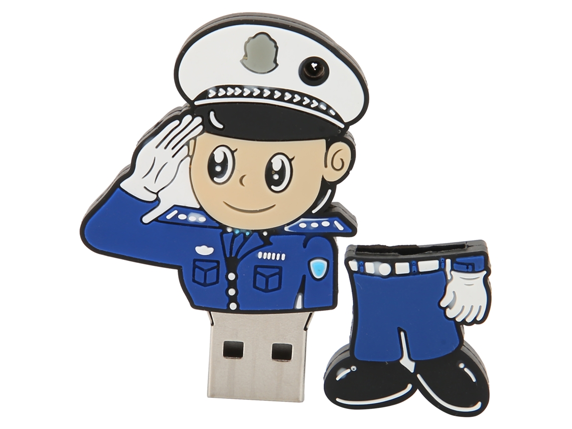 Unidad Flash Usb De 32g De Goma Suave Con Diseño De Policía Caricatura Para Windows 98/me/2000/xp Usb2.0