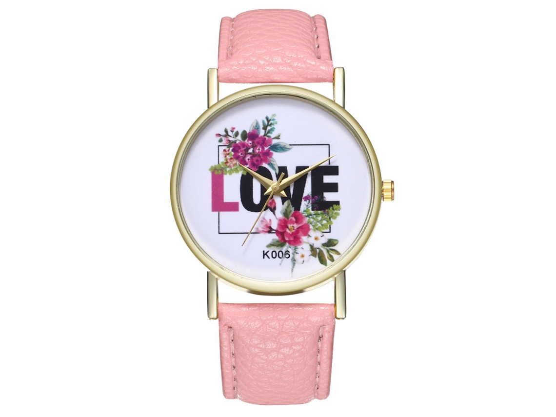 Reloj De Pulsera Analógico Sencillo Para Mujer, De Piel Sintética, Con Movimiento De Cuarzo (rosa)