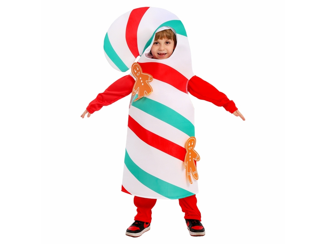 Disfraz navideño infantil de bastón de caramelo, 105/125 cm (blanco), Digitallab