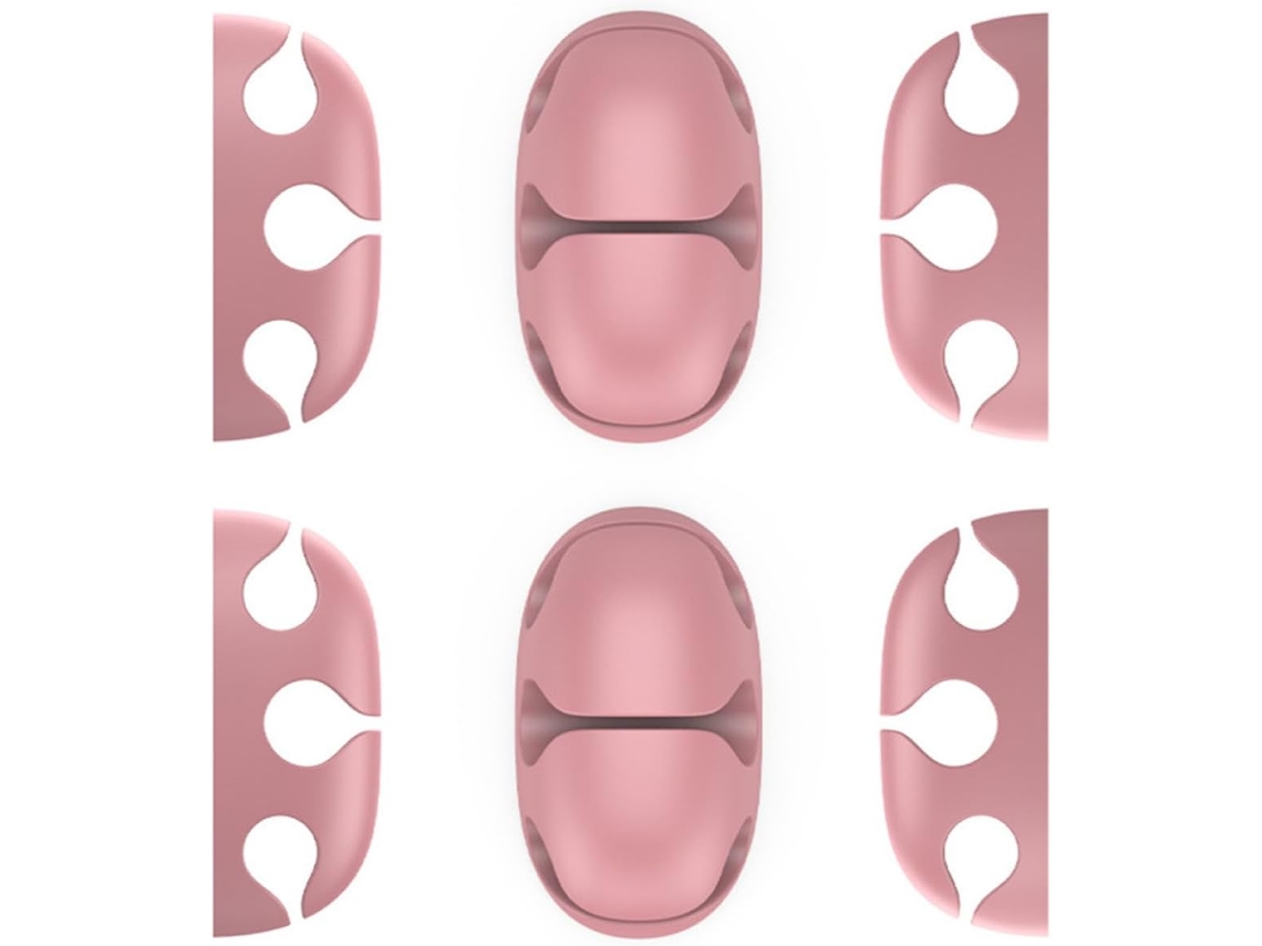 Paquete De 6 Bridas De Silicona Adhesivas Rosas Para La Gestión De Cables.