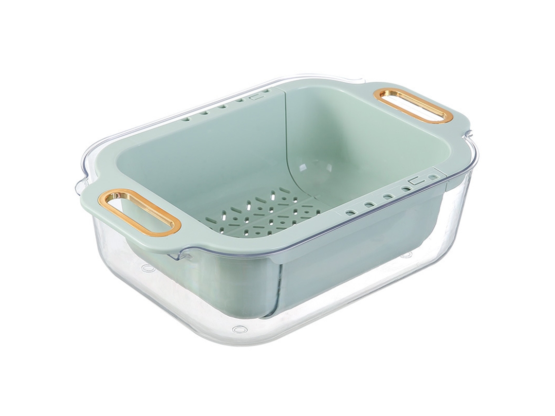 Cesta Escurridora Extensible De Dos Niveles De Color Verde Claro Para Fregadero De Cocina