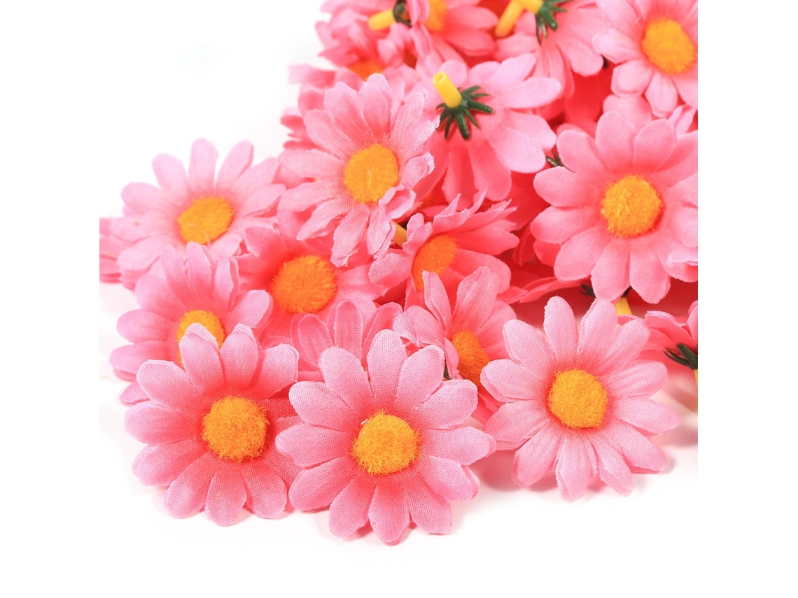 100 flores artificiales rosas de 4 cm, cabezas de gerbera, decoración para cumpleaños y bodas. Truyuety