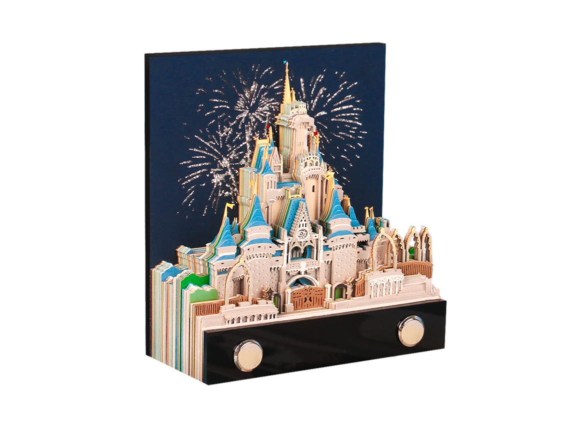 Bloc de notas Eifson con pegatinas 3D, castillo nocturno con luz