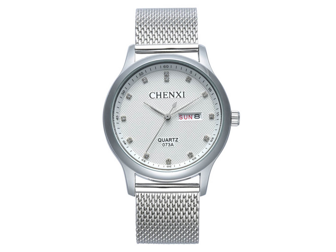 Reloj De Pulsera Para Hombre Con Correa De Acero, Doble Calendario Y Movimiento De Cuarzo Blanco.