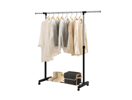Perchero Burro Extensible 1 Barra con Ruedas y Balda MAGIC SELECT 150-130 x 85-155 cm
