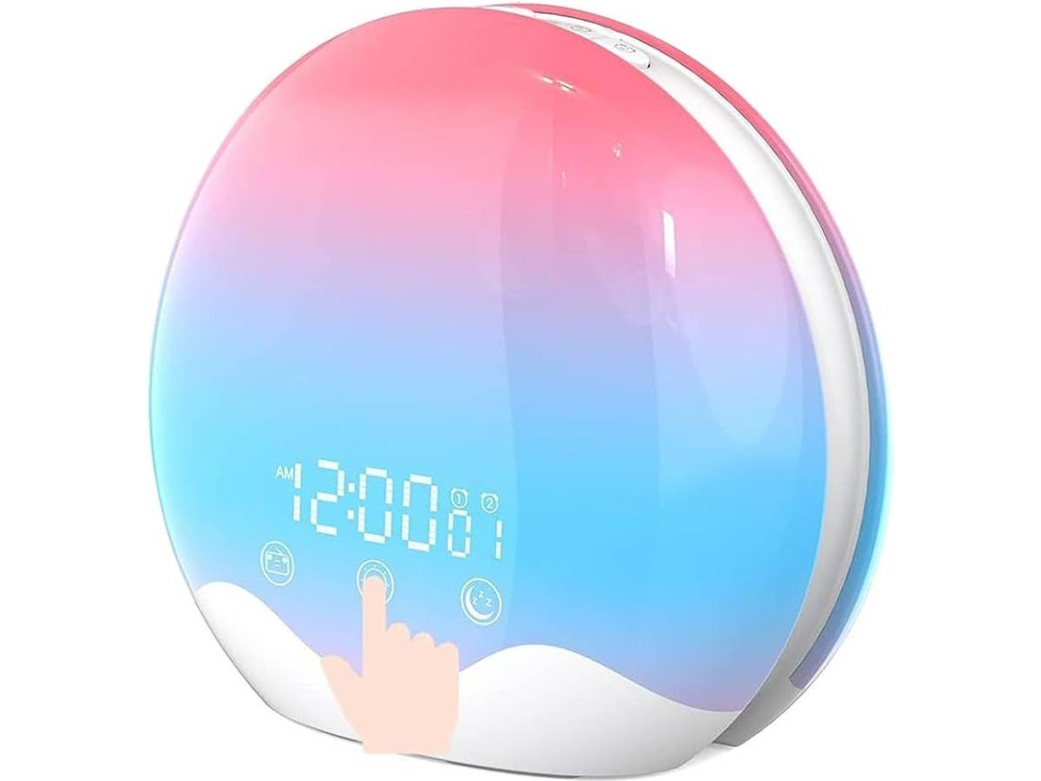Despertador multifuncional con luz y simulación de amanecer, lámpara de colores para Navidad (blanco)