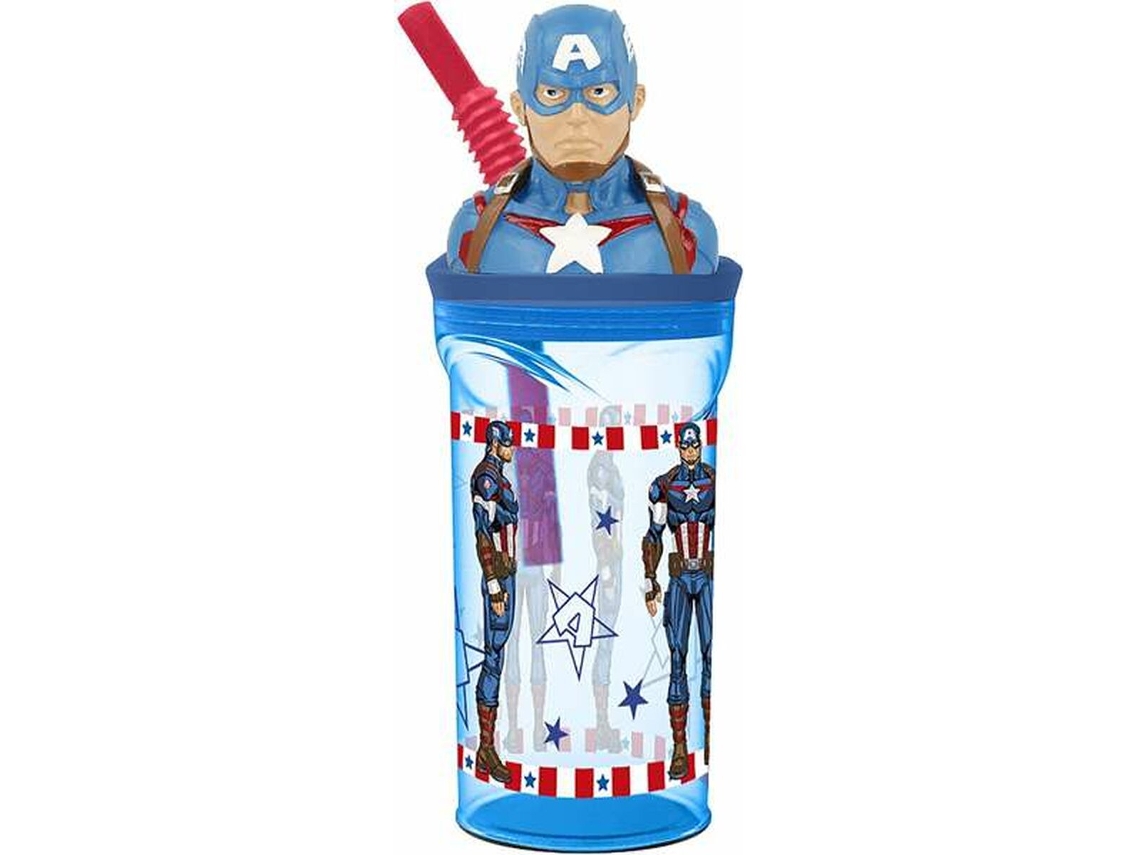 Jarrón Vengadores Capitan America Pajita Figura 3D 360 ml