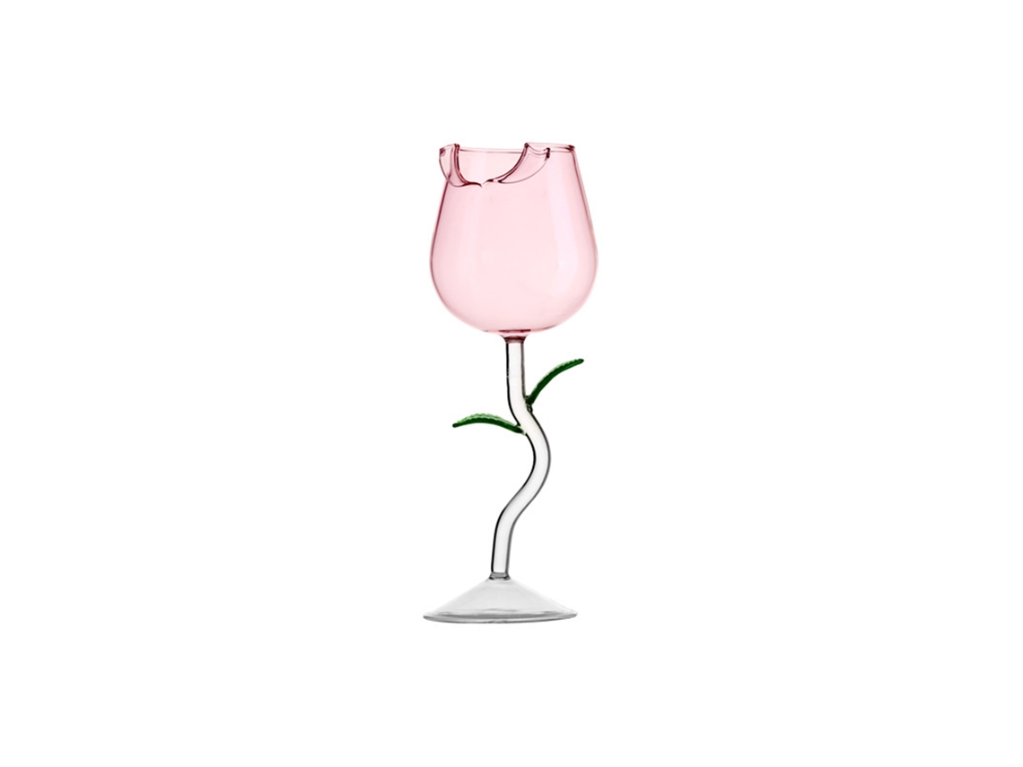 Copa De Vino Con Forma De Rosa, Alta, De Vidrio Borosilicato, 280 Ml, Para Coctelería O Fiestas.