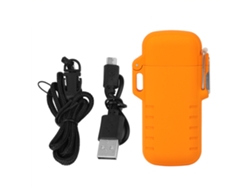 Encendedor Electrónico Usb, Resistente Al Viento Y Al Agua, Con Encendido De Doble Arco, Para Hombre, Regalo, Color Naranja.