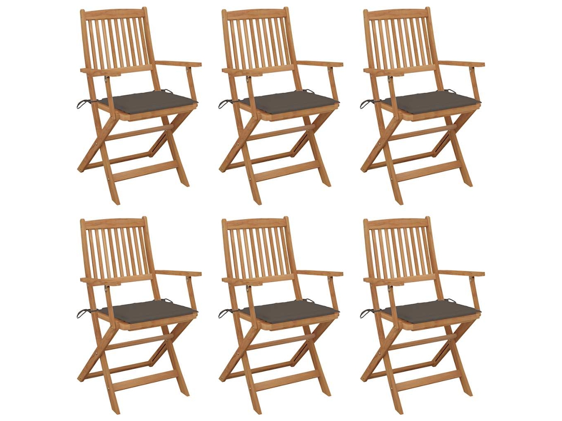 Sillas de jardín plegables de 6 piezas con cojines DKD Home Decor