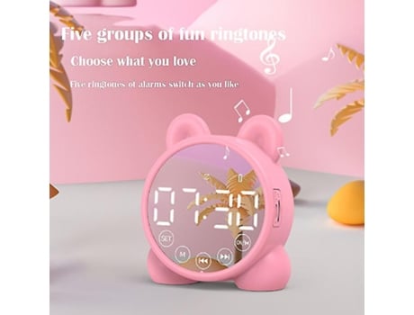 Bluetooth Mirror Table Clock Reloj Kids Clock Kids Lindo Cat Clima digital para niños Relojes para niños Relojes LED de sueño