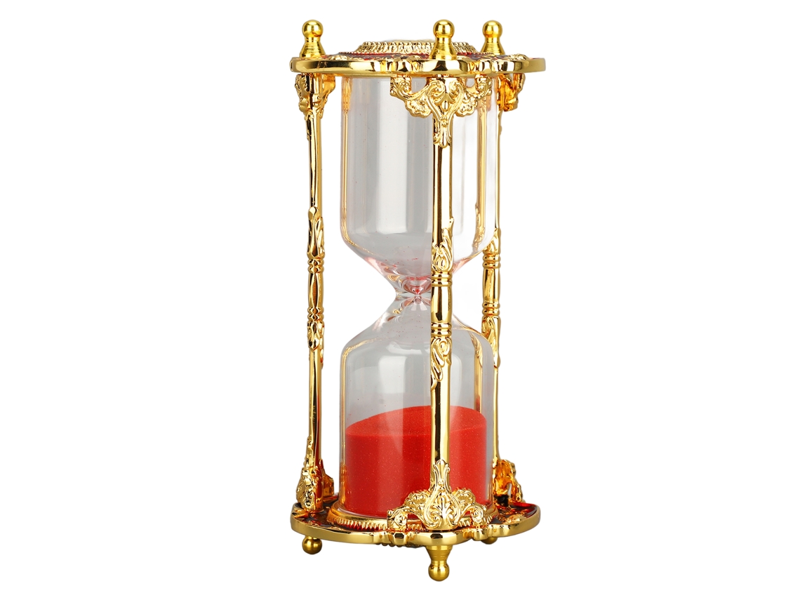 Reloj de arena de 15 minutos, decoración de mesa de metal roja