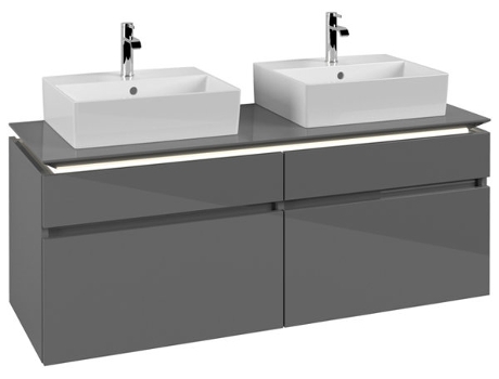 Villeroy &amp Boch Legato Vanity unit B669 1400x550x500mm 2 lavabos iluminación LED
