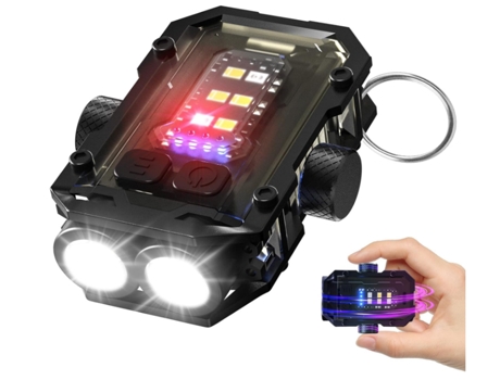 Linternas pequeñas LED superbrillantes 900 lm, giran para liberar el estrés Linterna con llavero USB EDC recargable con clip, luz COB (negro) CHRON...