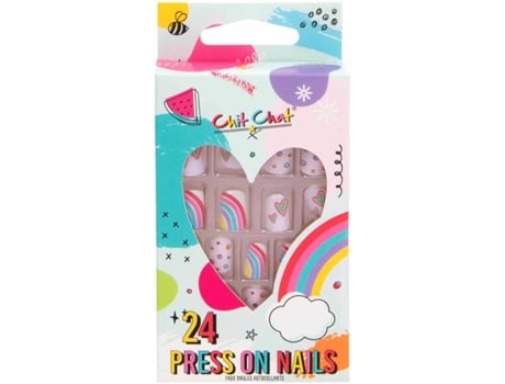Uñas Postizas CHIT CHAT Press on Nails Rainbow Love (24 pre-glued nails)