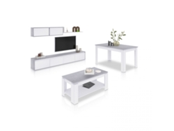 Pack salón con mesa de centro y mesa de comedor Arlet Max Blanco Artik (Blanco Mate) - Gris Cemento 200 x 43 x 41 cm