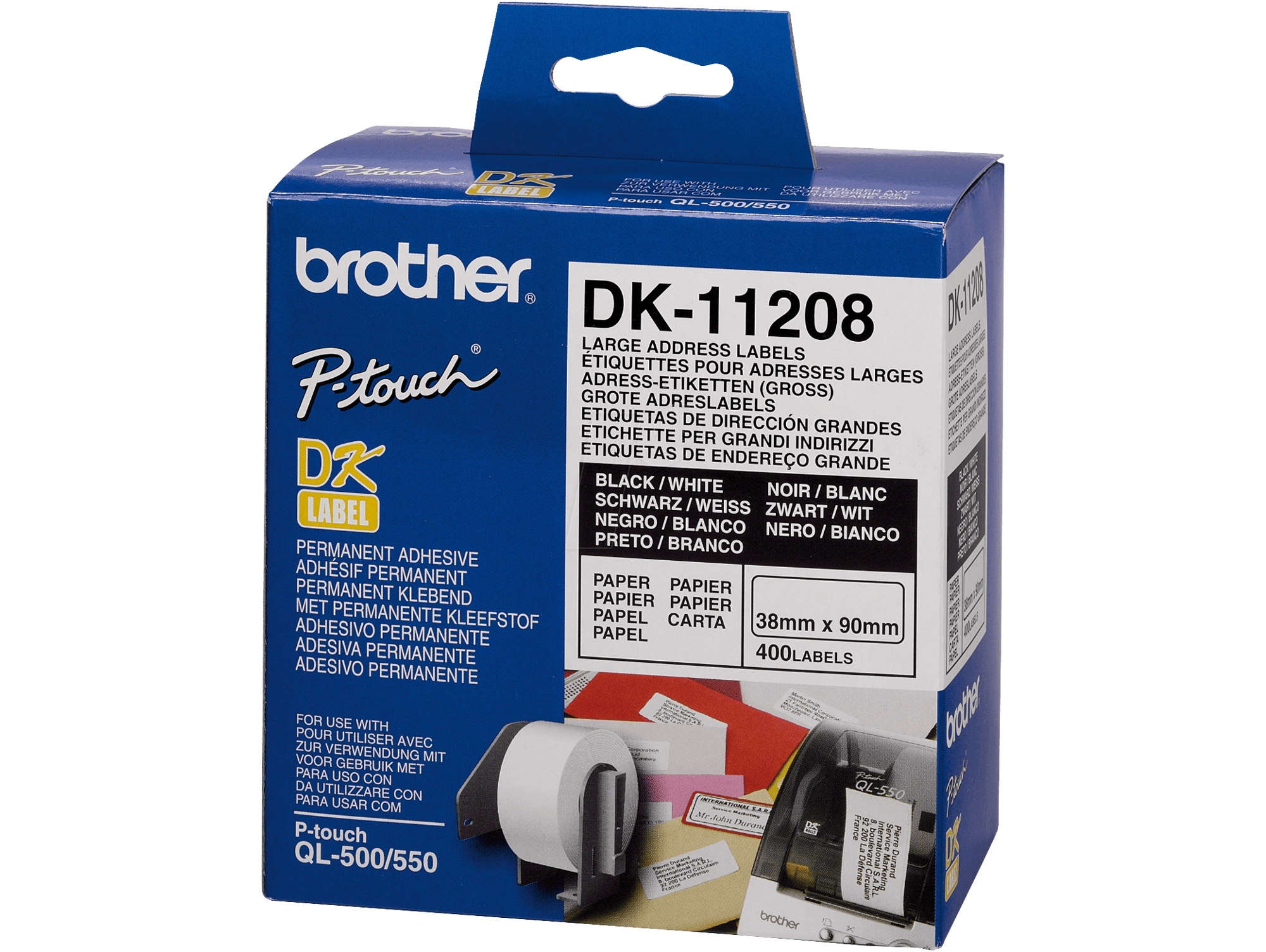 Consumible Original Brother DK11208 Etiquetas precortadas de dirección grandes (papel térmico)