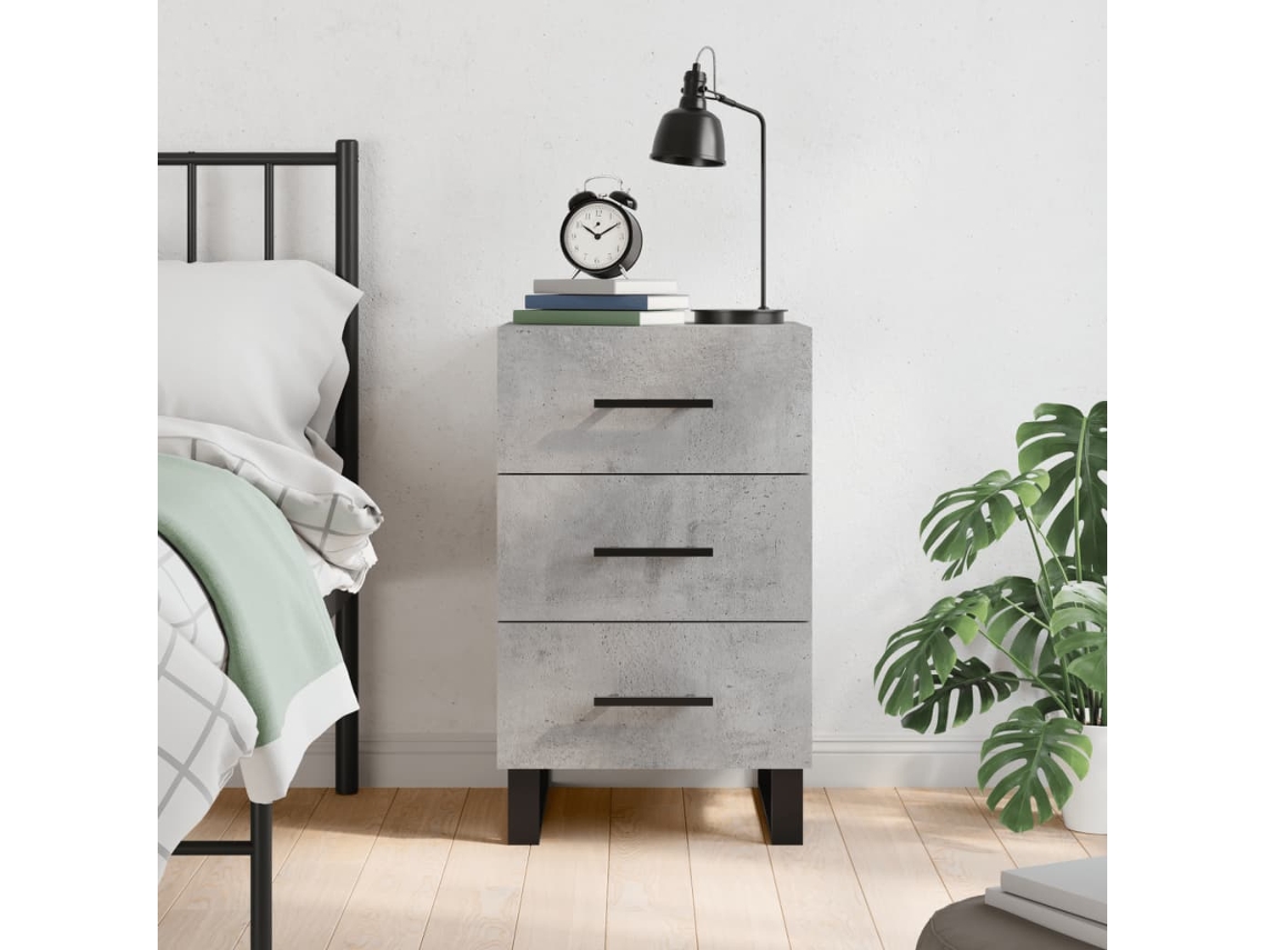 Mesita de Noche 40X40X66 Cm Derivados Madera Gris Cemento