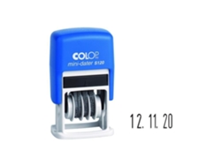 Mini Dater S 120 Sello de fecha autoadhesivo de 4 mm con mango azul Colop
