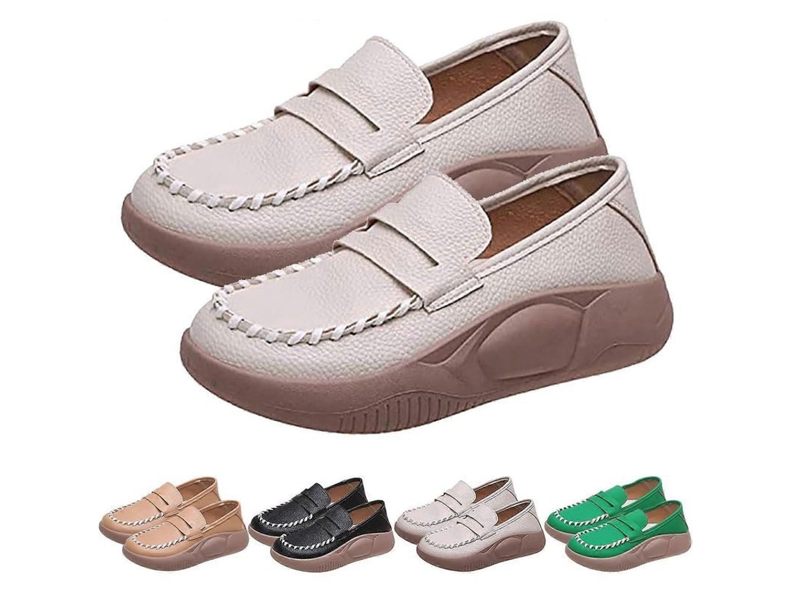 Zapatos De Cuero Puro Suaves, Zapatos Ortopédicos Antideslizantes Ligeros Para Mujer Eu38 Beige Eu38 Beige