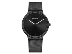Reloj De Pulsera De Cuarzo Para Hombre Simple Impermeable Con Correa De Metal Sanda Negro