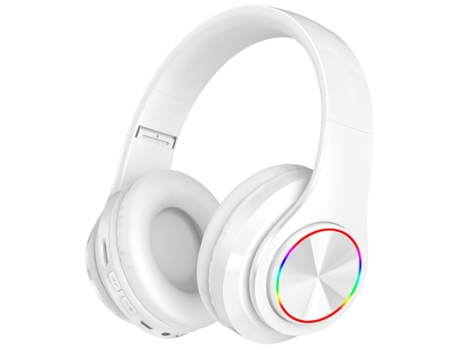 BISBISOUS B39 Auriculares Bluetooth Bluetooth 5.0 Luces Coloridas Micrófono Incorporado Plegable Estéreo Envolvente Blanco