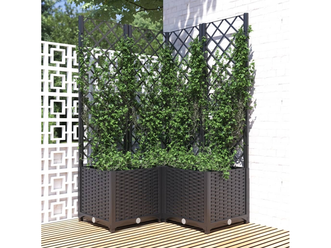 Maceta/Jardinera de Jardín con Enrejado 80X80X136 Cm PP Negro